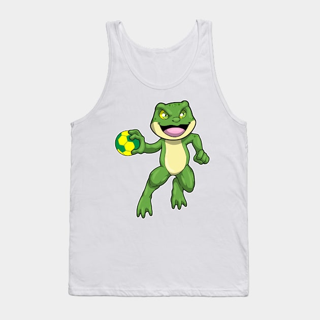 Frog at Sports with Handball Tank Top by Markus Schnabel